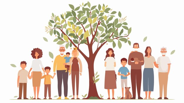 Vector family tree concept different generations of a family tree together