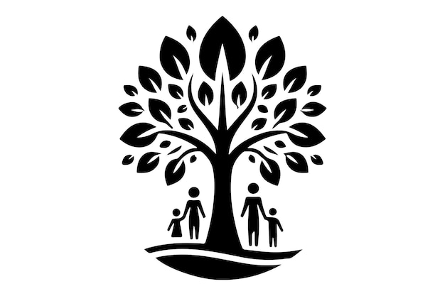 Vector family tree icon silhouette vector