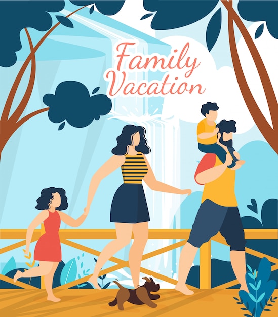 Family Vacation Tropical Resort Lettering Poster