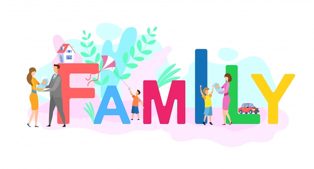 Family Values Flat Colorful Word 