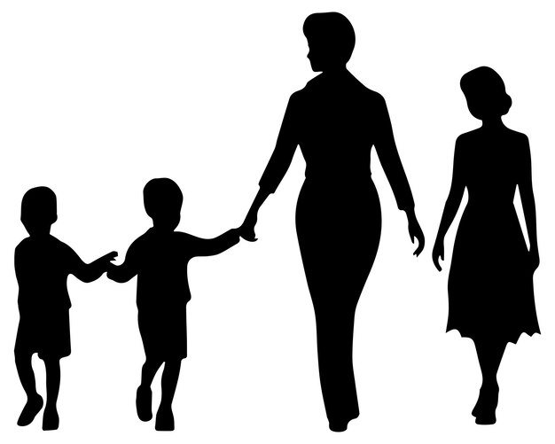 Vector family vector silhouette white background