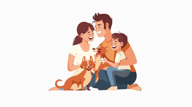 Vector a family with a dog and a dog