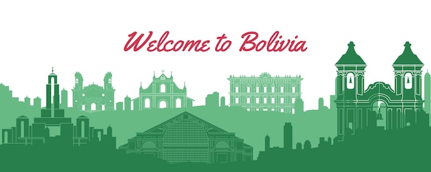 famous landmark of Boliviatravel destination with silhouette classic designvector illustration