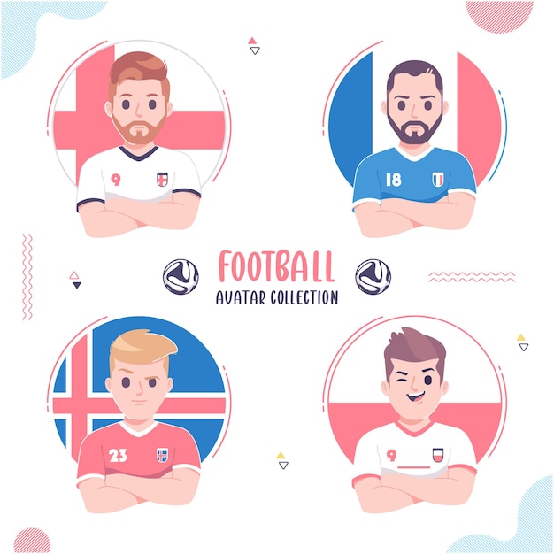 famous soccer player avatar design collection