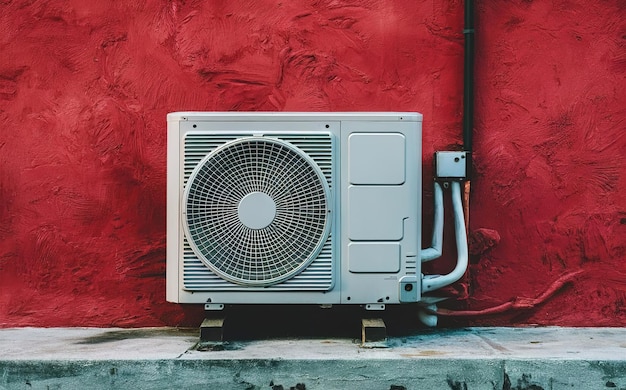 Vector a fan sits on a table with a red background