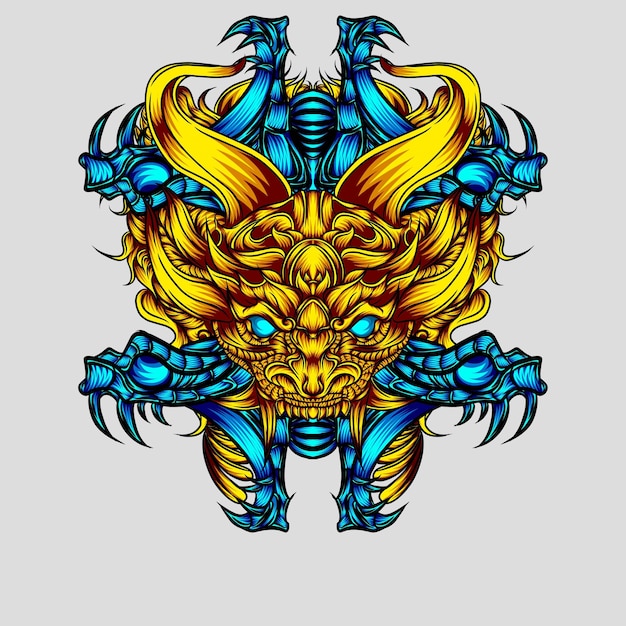 Fanged demon animal head image design