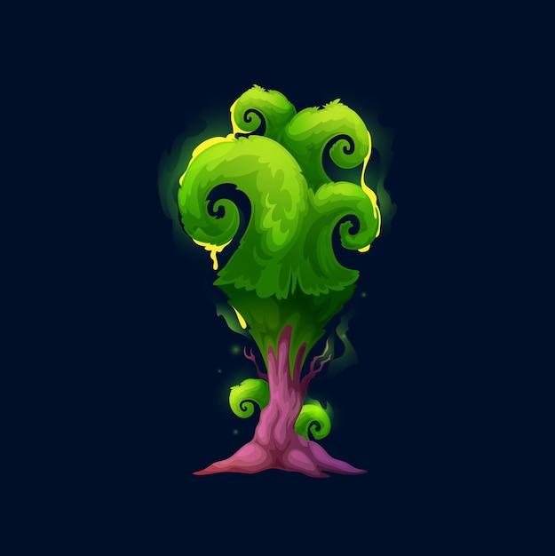 Fantastic alien magic tree cartoon luminous forest