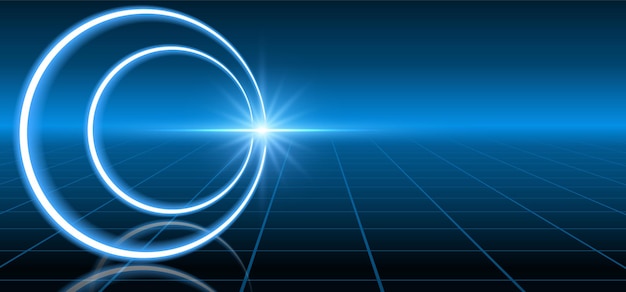 Vector fantastic background with neon circular line star and space portal into another dimension