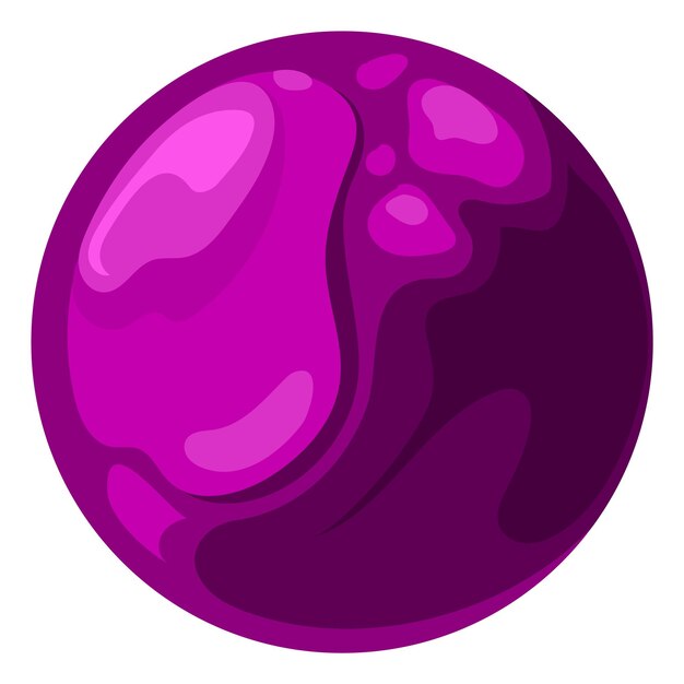 Vector fantastic planet. cartoon space game element. shiny purple sphere