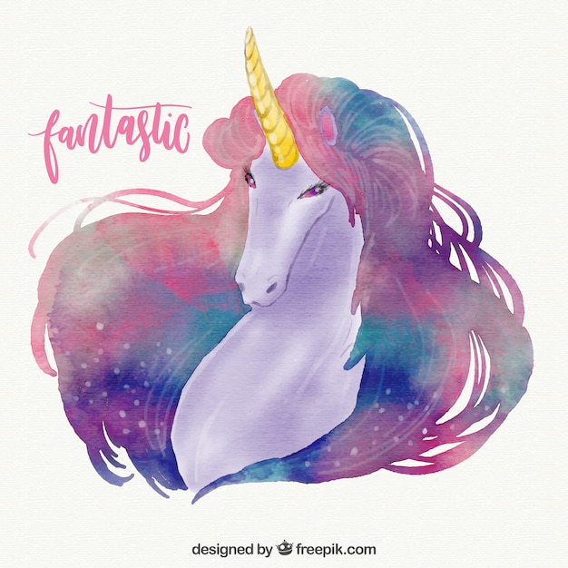 Fantastic watercolor unicorn background