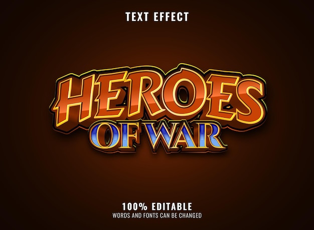 Fantasy golden diamond heroes of war editable game logo title text effect