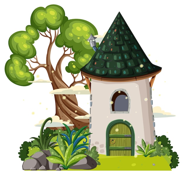 Fantasy house on white background