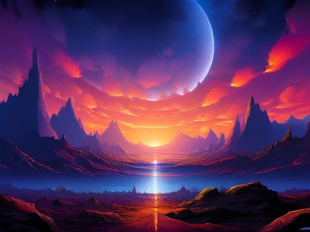 fantasy landscape planet with a fantastic landscape