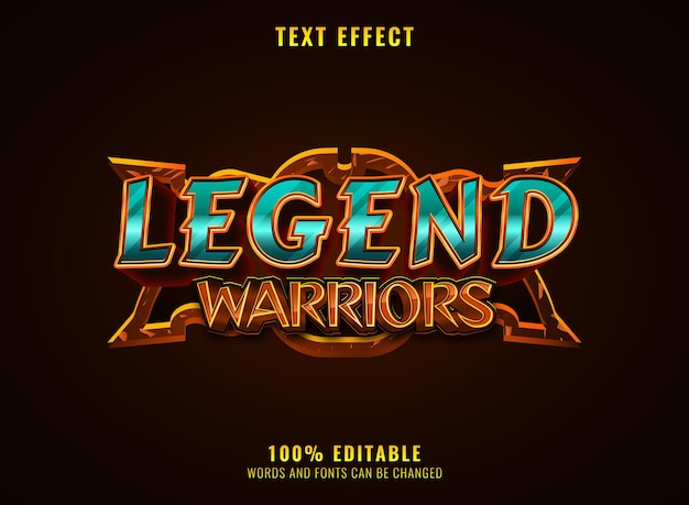 Fantasy legend warriors rpg medieval game logo title text effect with frame