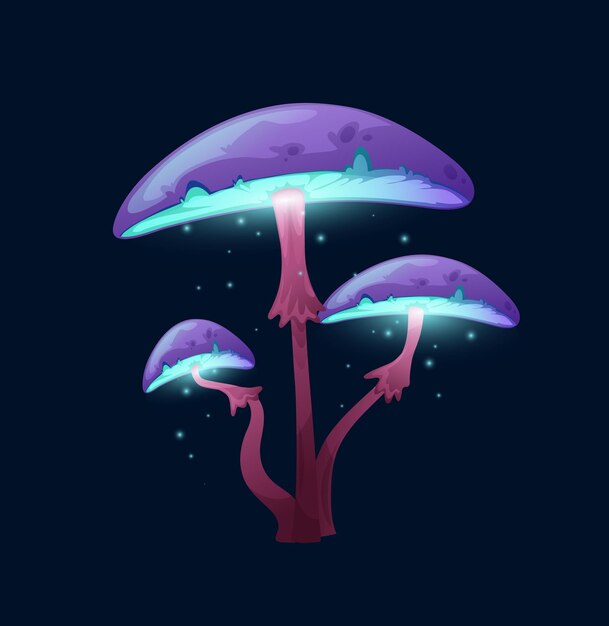 Fantasy magic purple luminous blue cap mushroom