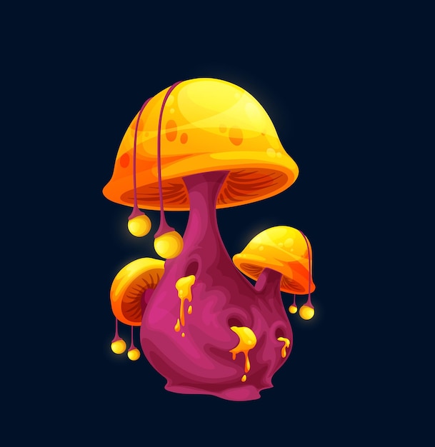 Fantasy magic toxic cap mushroom, cartoon icon