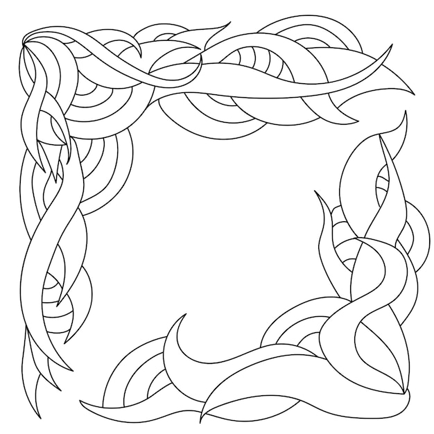 Vector fantasy ornate corners with waves and curls decorative coloring page for creativity