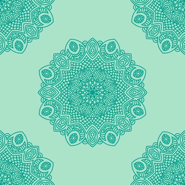 Fantasy seamless pattern with ornamental mandala. Abstract round doodle flower background.