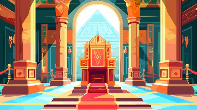 Vector fantasy throne in a palace inside pyramid