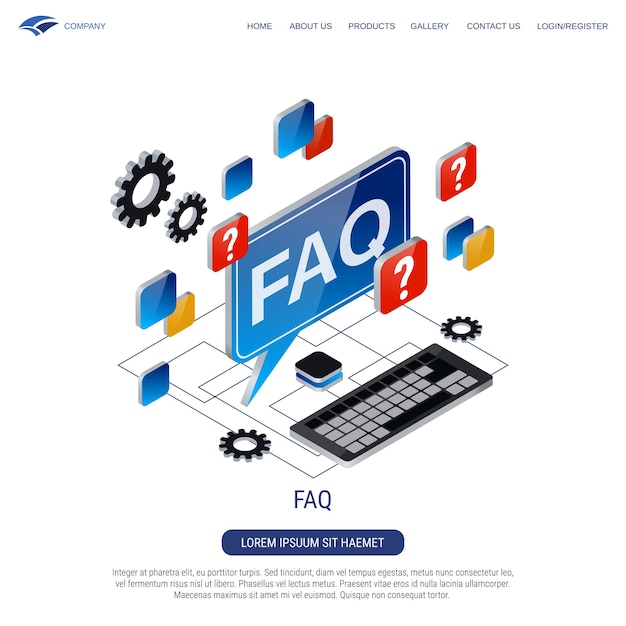 FAQ 3d isometric vector concept illustration