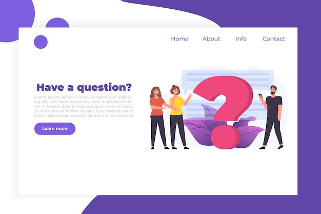 FAQ,  Frequently Asked Questions, user manual or guide, Online Support center concept.  People Characters Standing near giant question mark.
