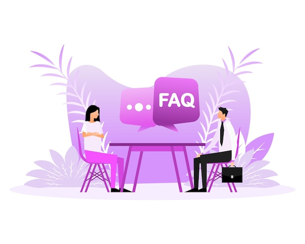 Faq people in flat style Faq support help concept Modern vector illustration