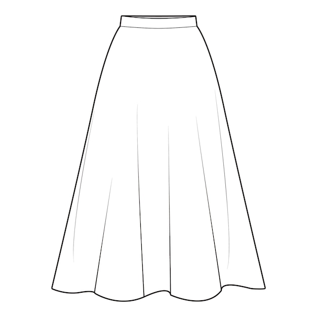 Fare skirt Skirt Flat Drawing Fashion Flat Sketches