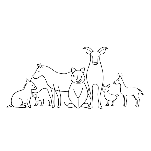 Vector farm animal coloring page for a coloring book