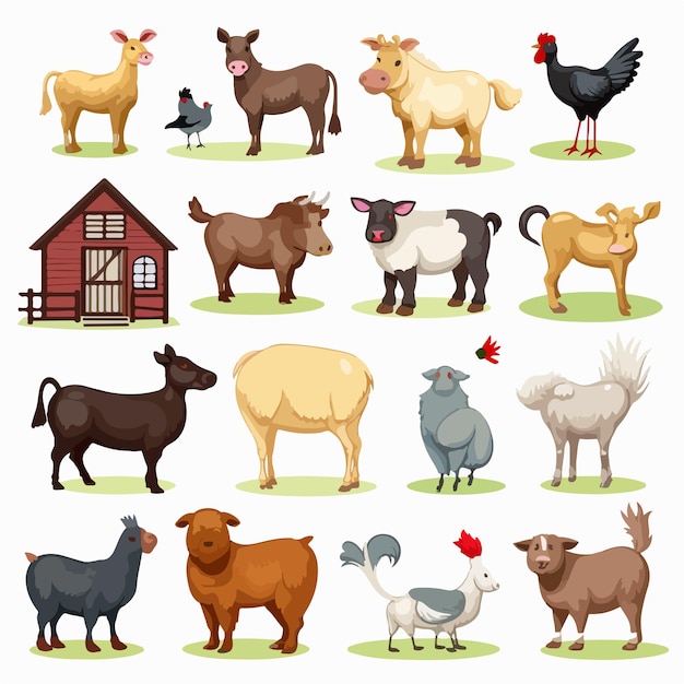 Vector farm animal shadow matching game for learning and fun