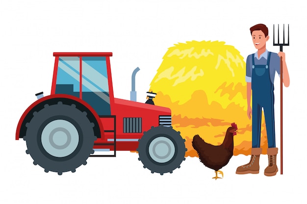 Farm, animals and farmer cartoon