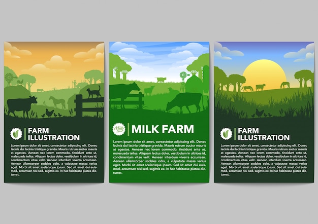 farm banner vector set