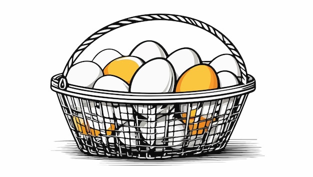 Vector farm fresh eggs in a basket vector art