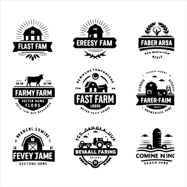 Vector farm house logos badges emblems set