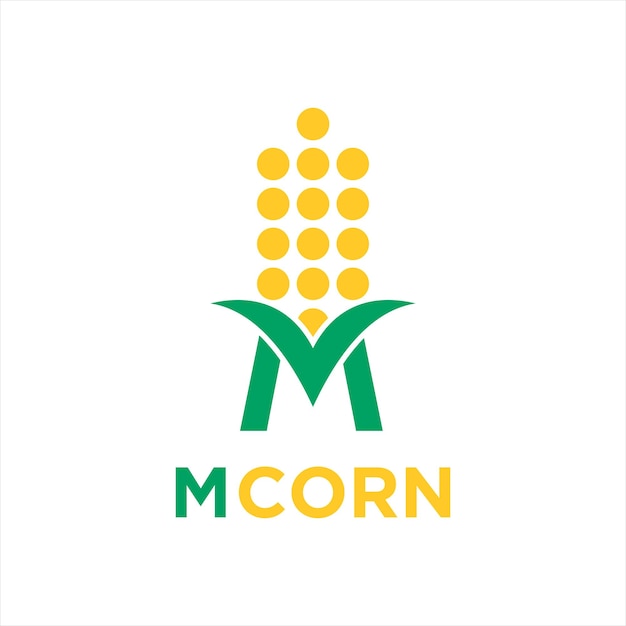 Farm industry logo m letter with corn vector template