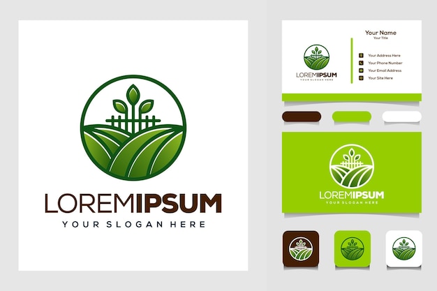 farm and leafe modern logo business card