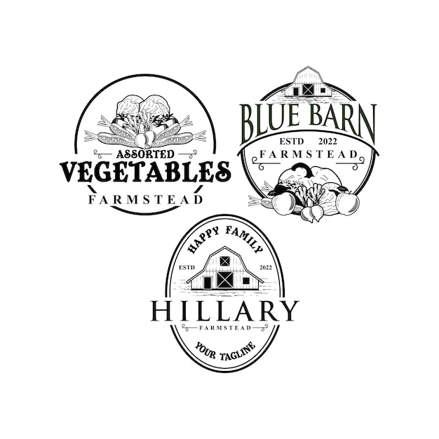 farm logo collection design and barn concept logo