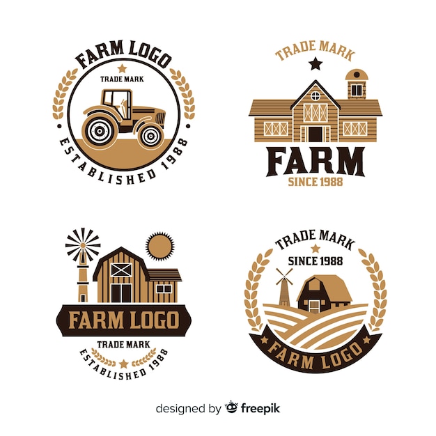 Farm logo collection in flat style