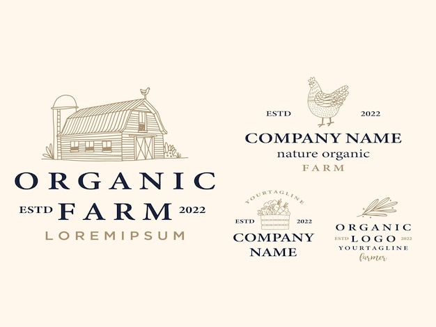 farm logo template barn illustration tractor vector hill logo