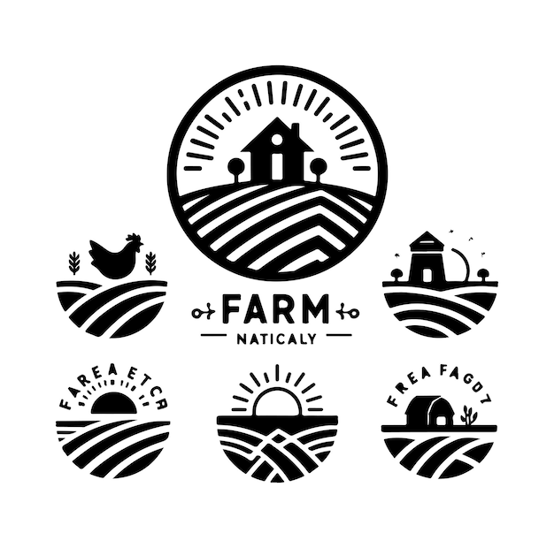 Vector farm logos badges silhouette vector