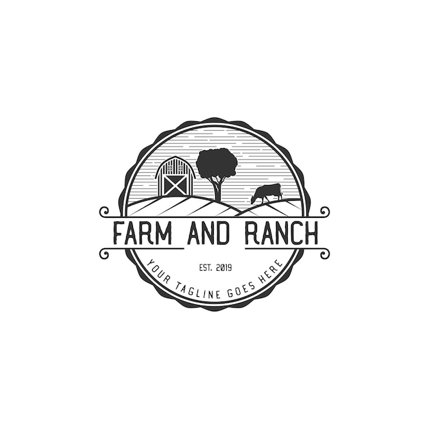 farm and ranch vintage badge vector logo design