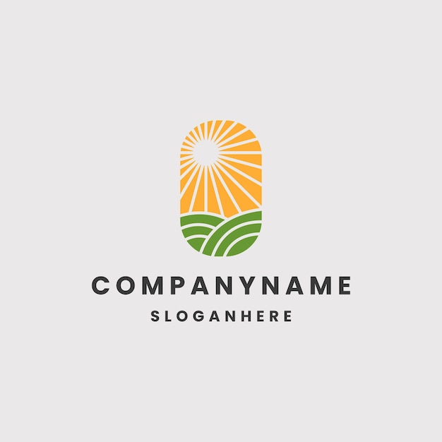 Farm sun logo icon design template vector illustration