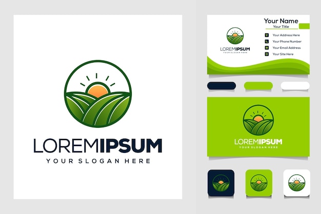 farm and sun modern logo business card