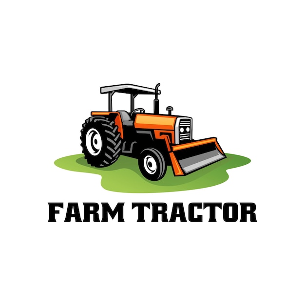 farm tractor and excavation illustration logo vector