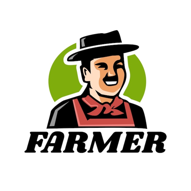 Farmer agriculture logo Happy farmer grower in cartoon illustration