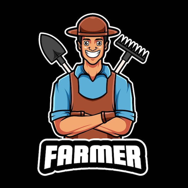 FARMER CARTOON CHARACTER MASCOT LOGO