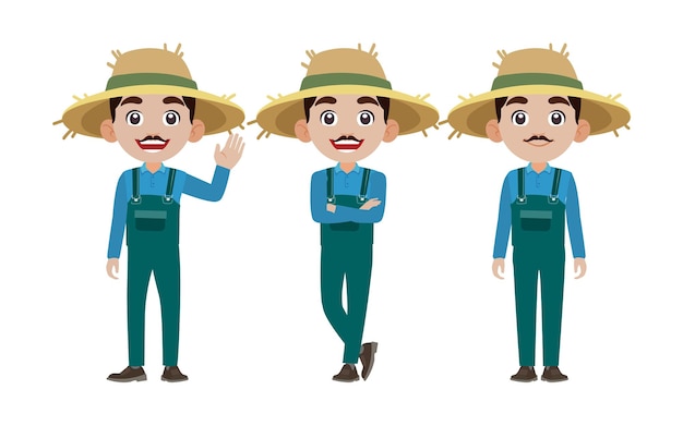 Farmer and gardener with different poses