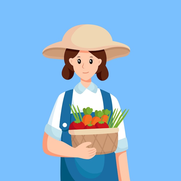 Farmer Girl Profession Character Design Illustration