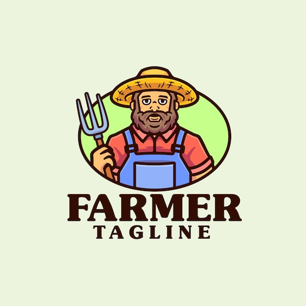 Farmer logo cartoon mascot vector illustration