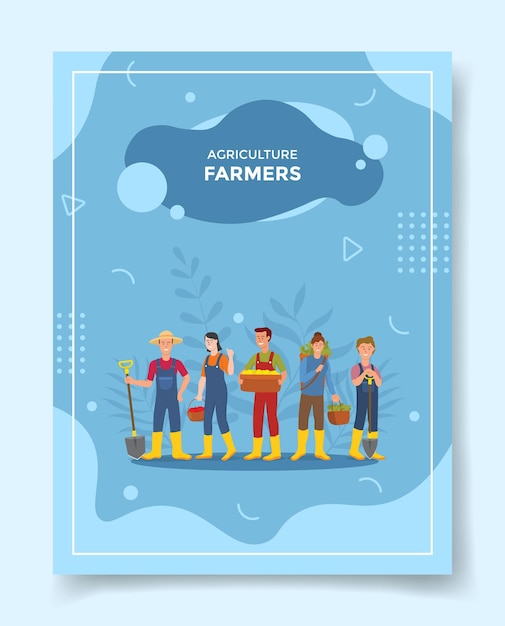 Farmer people character concept for template of banners flyer books and magazine cover