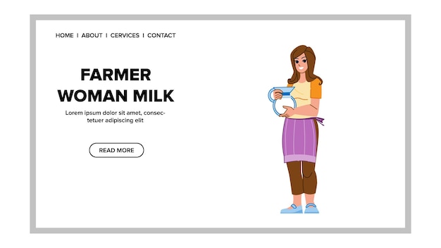 Farmer woman milk vector